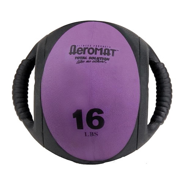 Aeromat Aeromat 35136 Dual Grip Power Med Ball 9 in. Dia. 16 LB Black- Purple 35136 - main